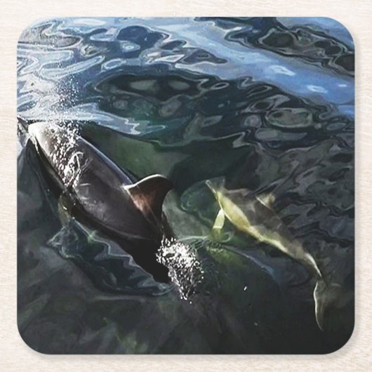 Gewone dolfijn Mum en Baby Onderzetter (Voorkant)