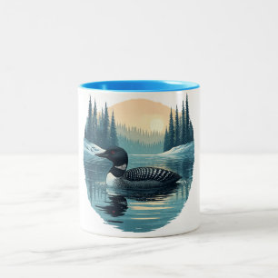 Gewone duiker - Retro Winter Cabin Kerstontwerp  Tweekleurige Koffiemok