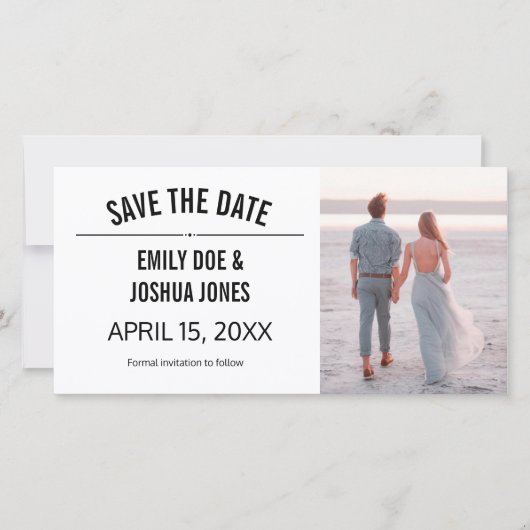 gewone eenvoudige bewaar de datum bruiloft aangepa save the date (Voorkant)