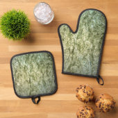 Gewone effen kleur van textuur ovenwant & pannenlap set (Top down)