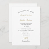 Gewone en eenvoudige witte en gouden klassieke bru kaart (Voorkant / Achterkant)