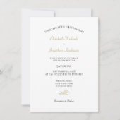 Gewone en eenvoudige witte en gouden klassieke bru kaart (Voorkant)