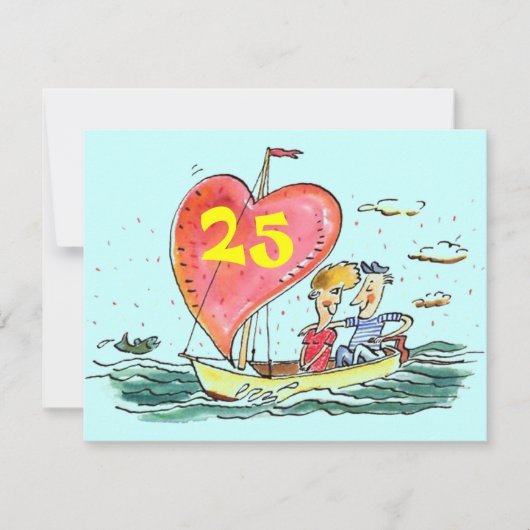 GEWONE FEestuitnodigingen 25 JAAR ZILVEREN BRUILOF Kaart (Voorkant)