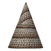 Gewone gebreide stof, bruine textuur. feesthoedjes (Links)