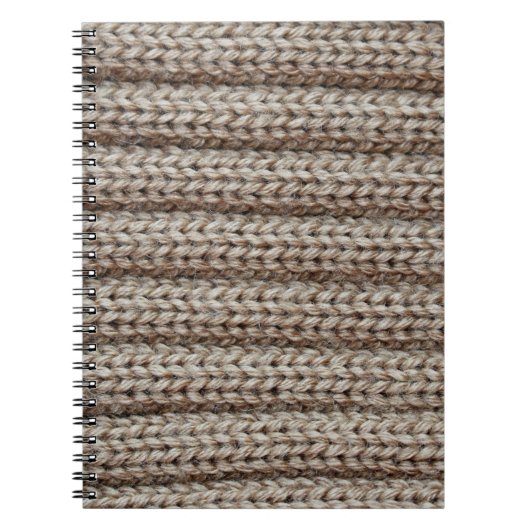 Gewone gebreide stof, bruine textuur. notitieboek (Voorkant)