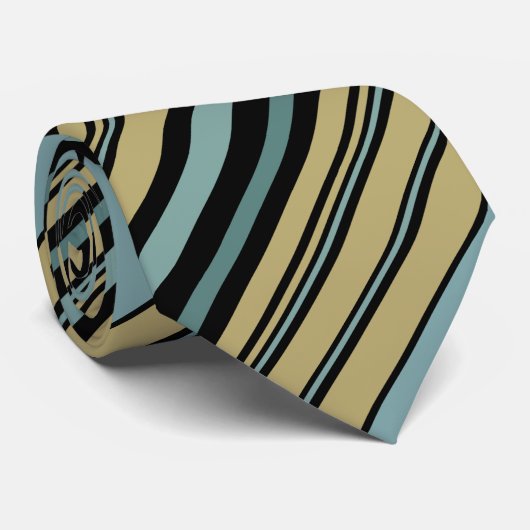 Gewone gestripte olijven, groen, zwart en grijs Th Stropdas (Opgerold)