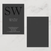 Gewone grijze monogram visitekaartje (Voorkant / Achterkant)