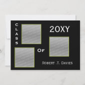 gewone groene Afstuderen multi-foto Uitnodiging (Voorkant)