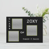 gewone groene Afstuderen multi-foto Uitnodiging (Staand voorkant)