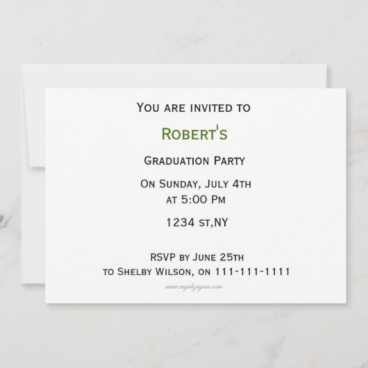 gewone groene Afstuderen multi-foto Uitnodiging (Achterkant)