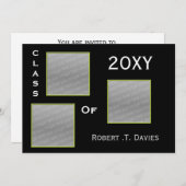 gewone groene Afstuderen multi-foto Uitnodiging (Voorkant / Achterkant)