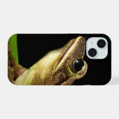 Gewone Kikker op een Blad iPhone 15 Case (Achterkant horizontaal)