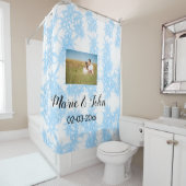 gewone , kleurrijke blauwe glans douchegordijn (In situ)