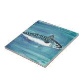 Gewone makreel vis Waterverf blauw nautisch Tegeltje (Zijkant)
