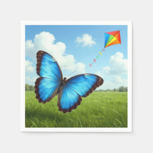 Gewone Morpho Vlinder Laat Vlieger Op Servet