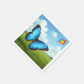 Gewone Morpho Vlinder Laat Vlieger Op Servet (Hoek)
