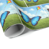 Gewone Morpho Vlinder Laat Vlieger Vliegen Cadeaupapier (Rol Hoek)