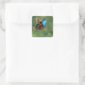 Gewone Morpho Vlinder op Prikkeldraad Vierkante Sticker (Tas)