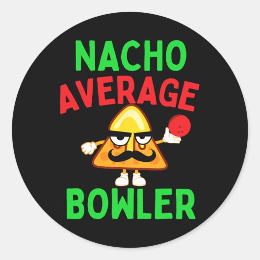 Gewone Nacho-Bowler Cinco De Mayo Bowling Mexicaan Ronde Sticker (Voorkant)