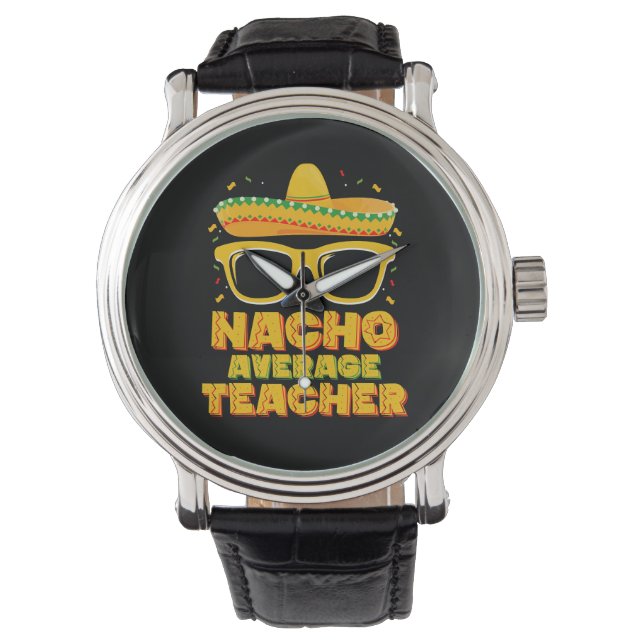 Gewone Nacho-leraar Cinco De Mayo-matching Horloge (Voorkant)