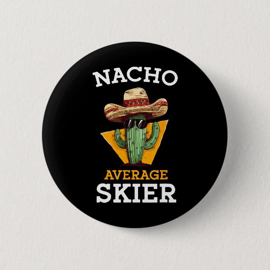 Gewone Nacho-skiër Funny Skiing Enthousiast Ski In Ronde Button 5,7 Cm (Voorkant)