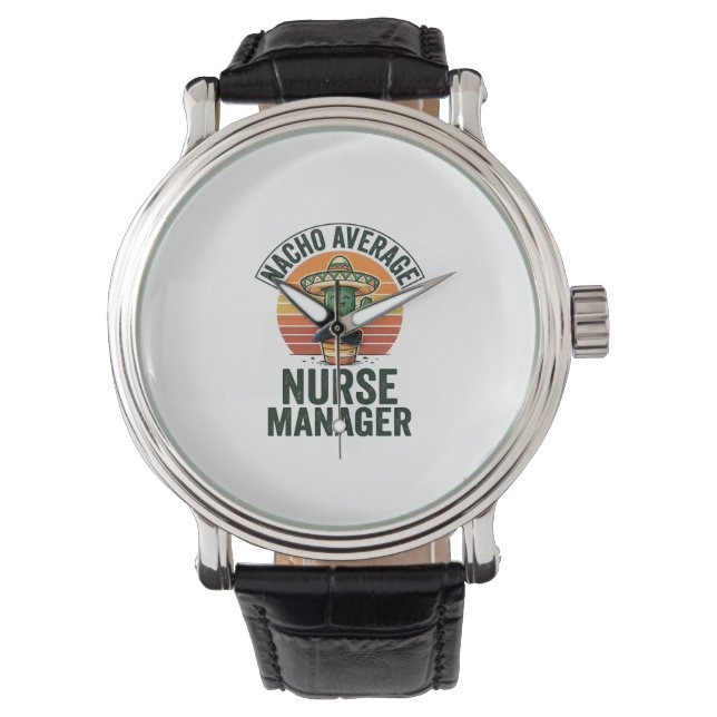 Gewone Nacho-verpleegkundige manager grappig cactu Horloge (Voorkant)