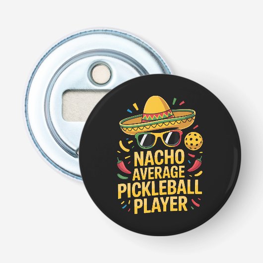 Gewone Pickleball Speler Button Flesopener (Voorkant)