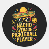 Gewone Pickleball Speler Ronde Sticker (Voorkant)