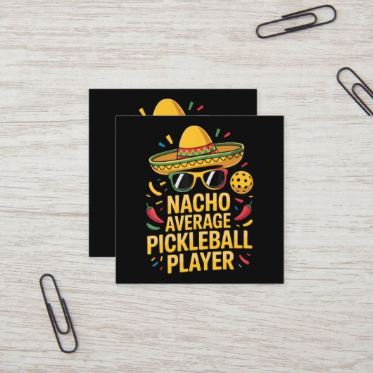 Gewone Pickleball Speler Vierkante Visitekaartje (Voorkant / Achterkant in situ)
