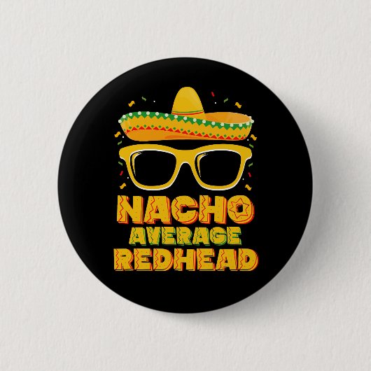 Gewone rode kop haar Mexicaans Cinco De Mayo Ronde Button 5,7 Cm (Voorkant)