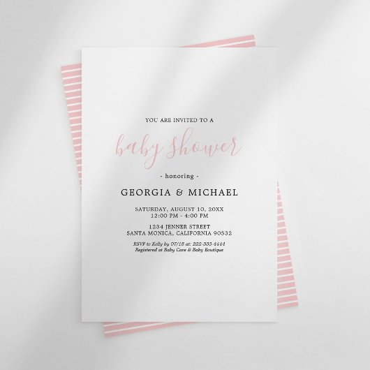 Gewone Roze Baby Shower Uitnodigingen