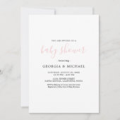 Gewone Roze Baby Shower Uitnodigingen (Voorkant)