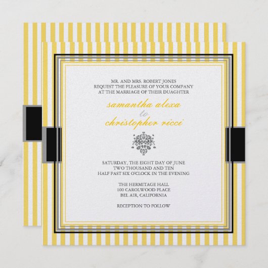 Gewone strepen trouwuitnodigingen kaart (Voorkant / Achterkant)