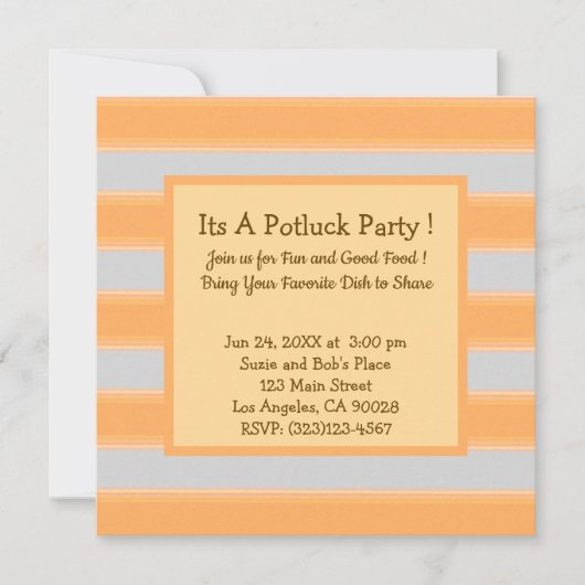 Gewone Stripes Green Potluck Party Kaart (Voorkant)