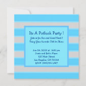 Gewone Stripes Turquoise Potluck Party Kaart (Voorkant)