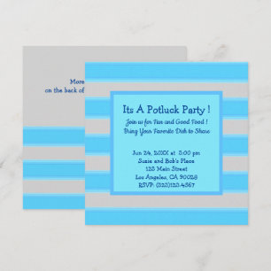 Gewone Stripes Turquoise Potluck Party Kaart