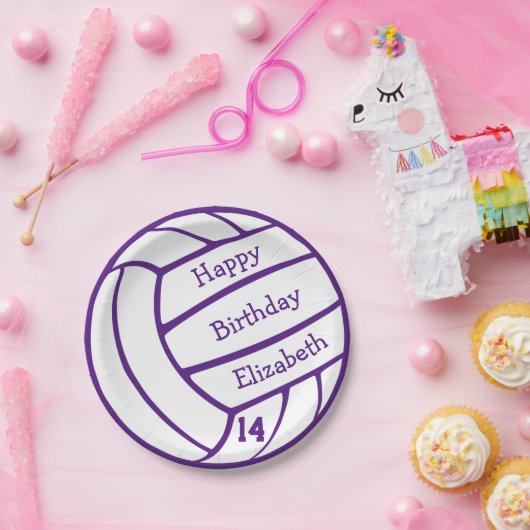 gewone volleybalverjaardagscyparty over aangepaste papieren bordje (Feest)