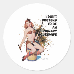 Gewone Vrouw Retro Huisvrouw Humor Pin-up Meisje Ronde Sticker