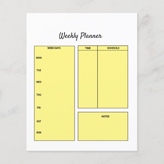 gewone wekelijkse planner voor een lijsttaaknotebo (Voorkant)