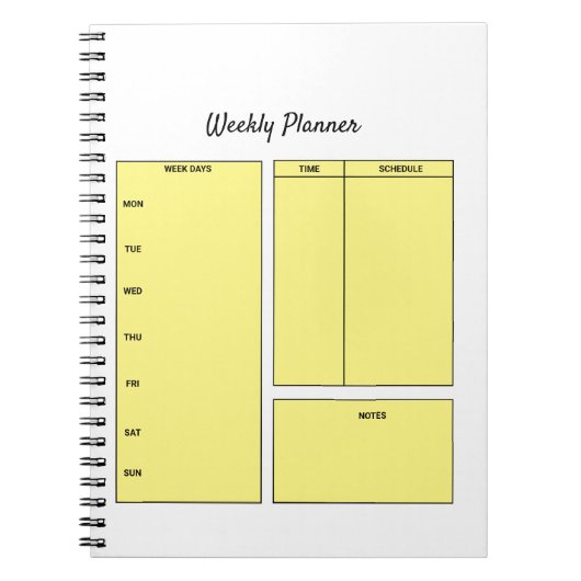gewone wekelijkse planner voor een lijsttaaknotebo notitieboek (Voorkant)