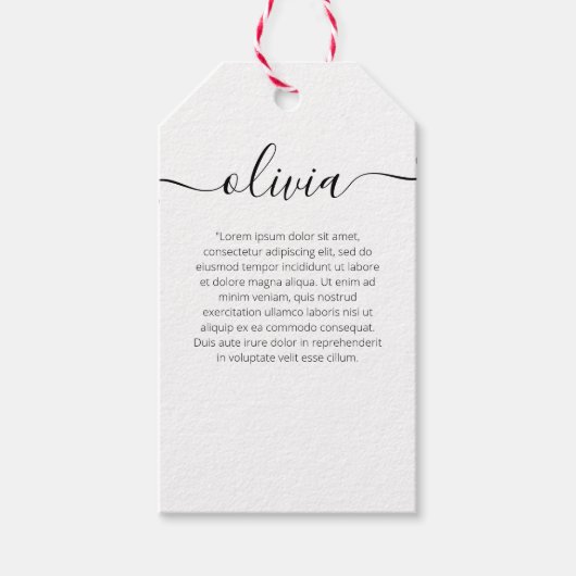 Gewone witte Signature Script-cadeaulabels Cadeaulabel (Voorkant)
