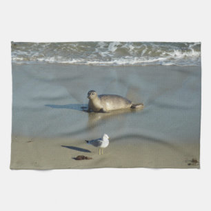 Gewone zeehond bij La Jolla Californië Theedoek