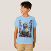 Gewone Zeehond Kustzoogdier Omringd Door Viola T-shirt (Voorkant volledig)