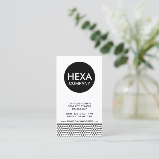 gewone zeshoek visitekaartje (Staand voorkant)