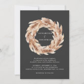 Gewone zwarte pampasgrasbruiloft kaart (Voorkant)