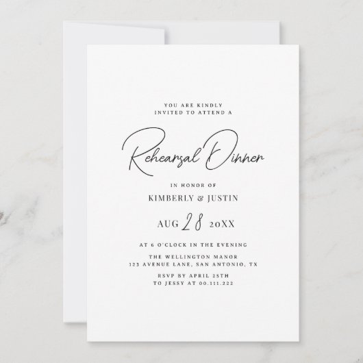 gewone zwarte scriptrepetitie uitnodiging voor het (Voorkant)