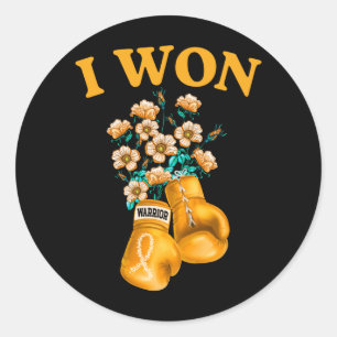 Gewonnen Bokshandschoenen Overlevende Gouden Lint Ronde Sticker