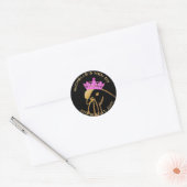Gewonnen met roze kroonbachelorette ronde sticker (Envelop)