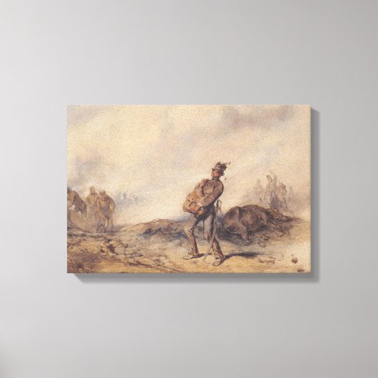 Gewonnen soldaat na de slag (oorlogsscène) canvas afdruk (Voorkant)