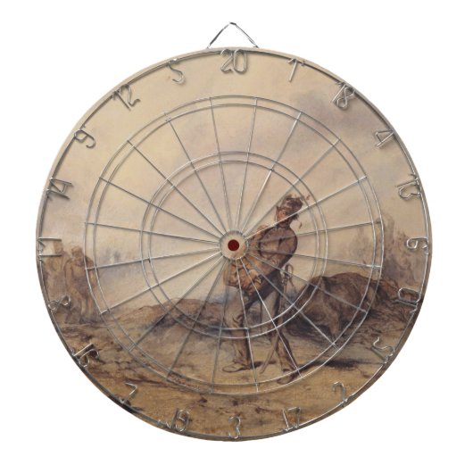 Gewonnen soldaat na de slag (oorlogsscène) dartbord (Voorkant)